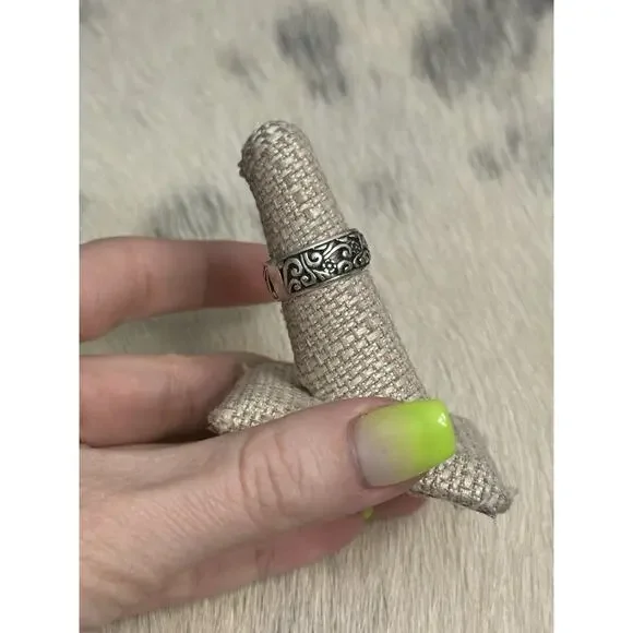 Carolyn Pollack Relios Sterling Silver Floral Flowers Scrolly Braided Ring 7